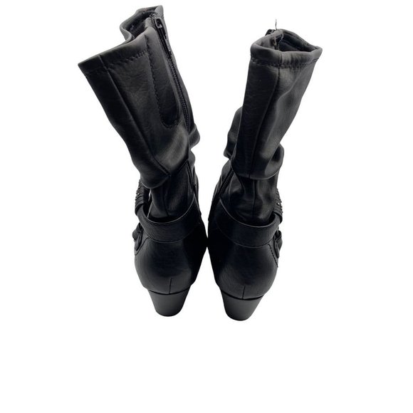 6.5M Bare Traps Women's "Reemona" Black Faux Leather Side Zip Boots 2" Block Hee - Picture 4 of 7